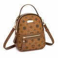 Tan Aohao heart-shaped crossbody backpack bag with faux leather and zipper closure, featuring a stylish and compact design.