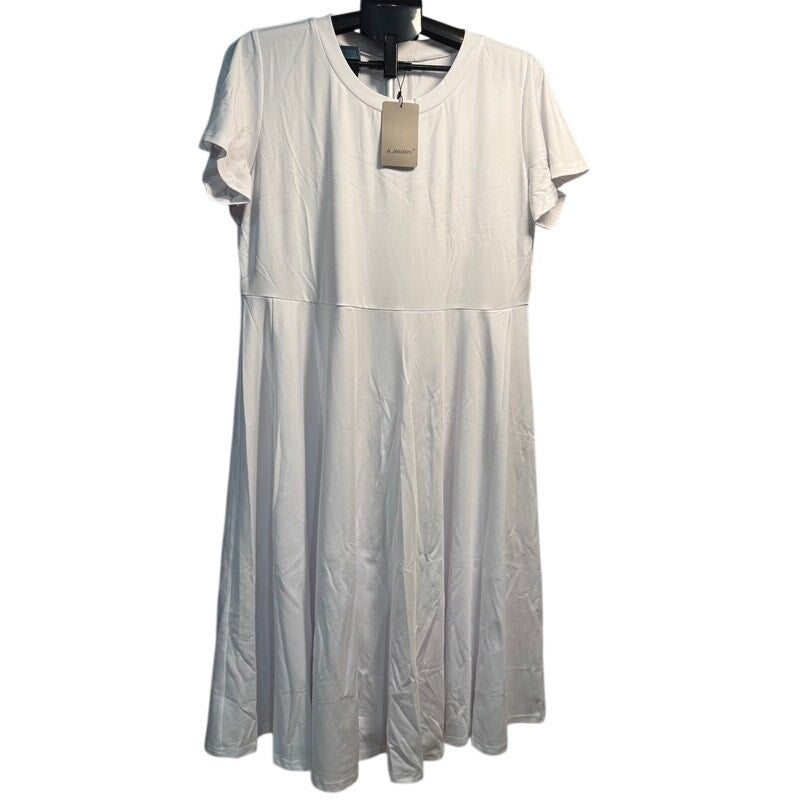 Jesdani women's white flutter sleeve maxi dress in size 2XL, flowing fabric with elegant flutter sleeves and a long, graceful silhouette.