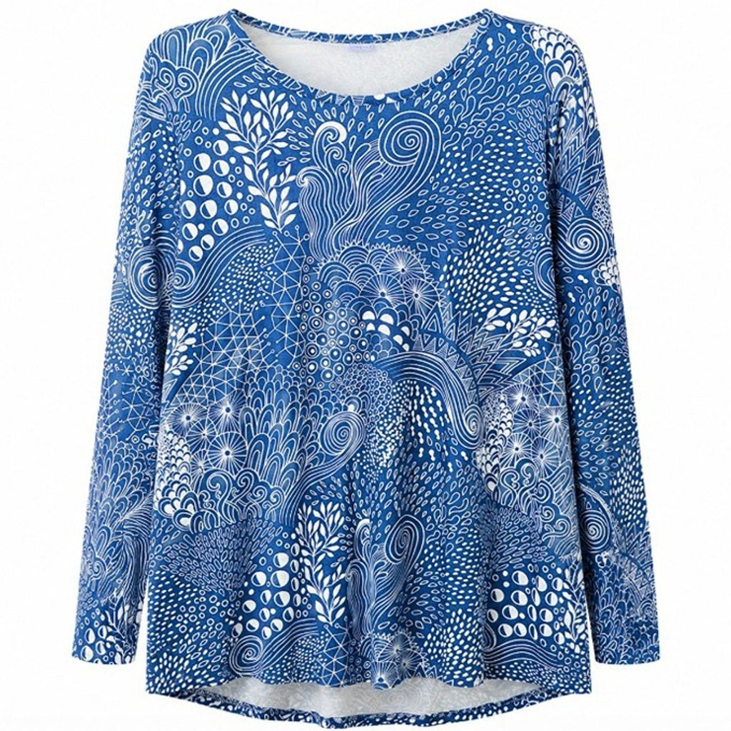 NEW Fantaslook Blue White Long Sleeve Tunic Top 2XL FREE Shipping