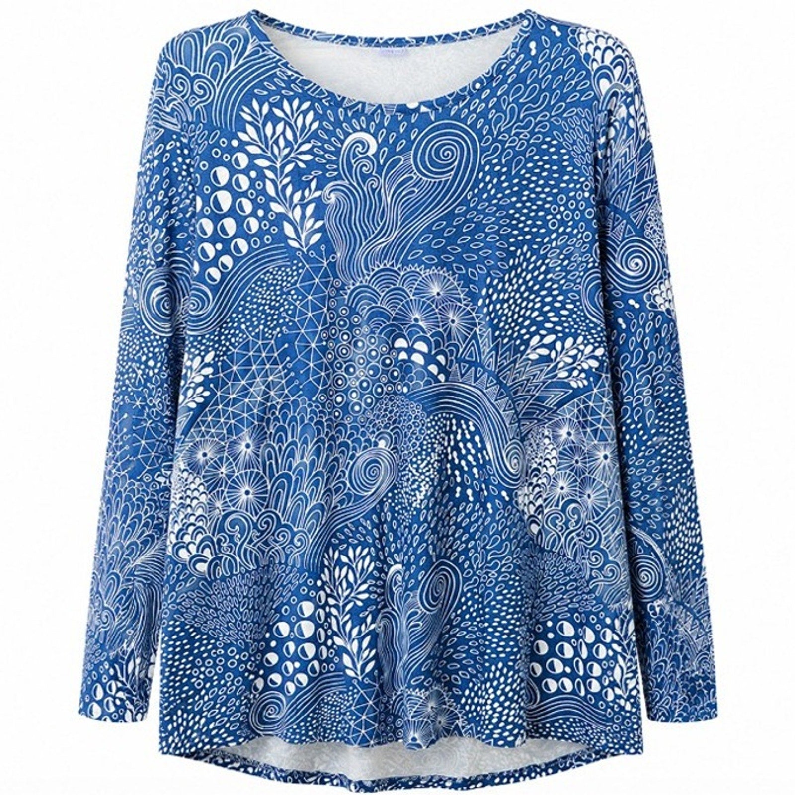 NEW Fantaslook Blue White Long Sleeve Tunic Top 2XL FREE Shipping