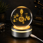 3D Etched Crystal Globe LED Light with Multi-Color Display Base