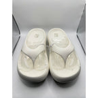 Puziarl white slide sandals, comfortable slip-on shoes for women in size 6-6.5, featuring a sleek design and cushioned sole.