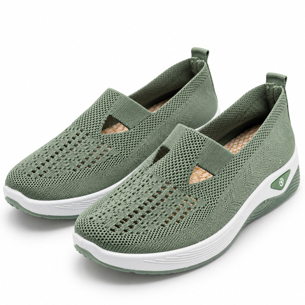 Green VEPCQ ladies' slip-on summer shoes, size 6 EU 36, featuring a comfortable and stylish design.