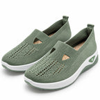 Green VEPCQ ladies' slip-on summer shoes, size 6 EU 36, featuring a comfortable and stylish design.