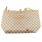 Sandglass Women's casual shoulder tote bag in tan with gold accents, featuring a spacious design and stylish shoulder strap.