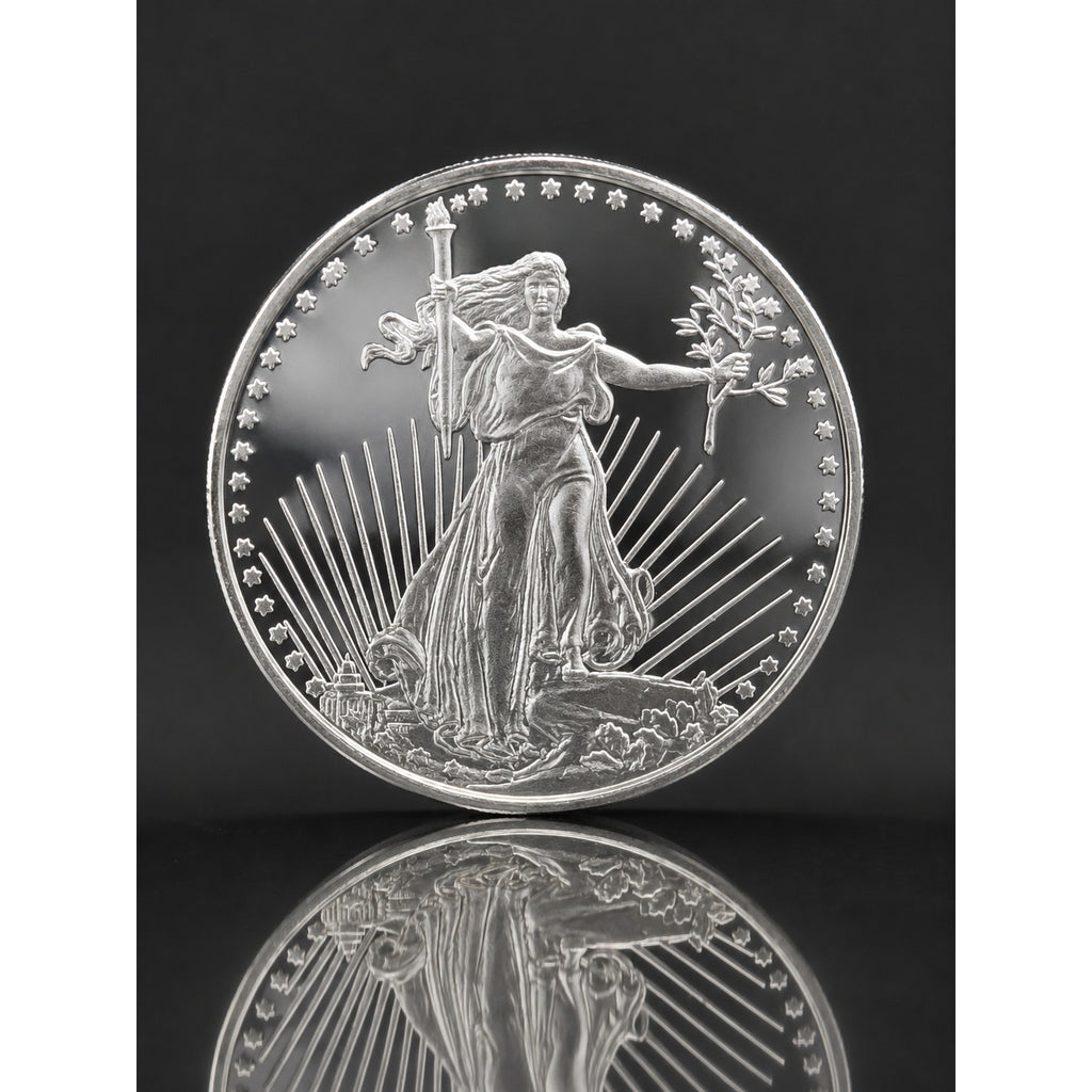 1 oz .999 fine silver St. Gaudens collectible coin by Republic Mercantile, featuring detailed design and made in the USA