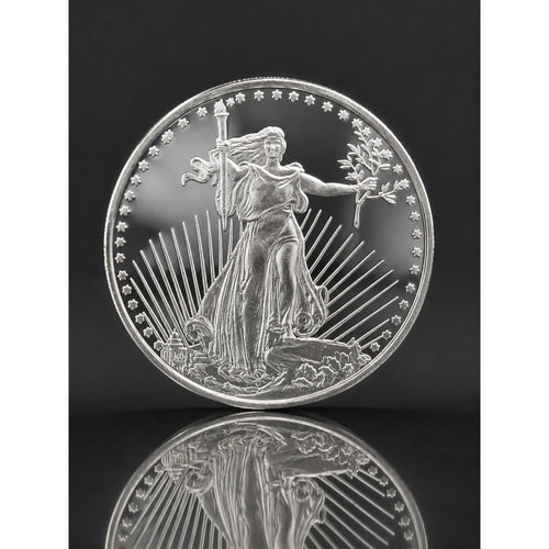 1 oz .999 fine silver St. Gaudens collectible coin by Republic Mercantile, featuring detailed design and made in the USA