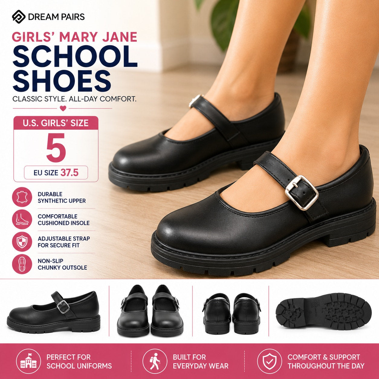NEW Dream Pairs Chunky Mary Janes Size: 5