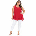 Uvplove women's sleeveless chiffon tank top with double layers, casual blouse in size 3XL, lightweight and stylish for warm weather.