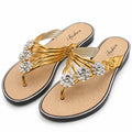 Bejeweled women's gold and bling sandals by Republic Mercantile, size US 9, featuring sparkling embellishments and open-toe design.