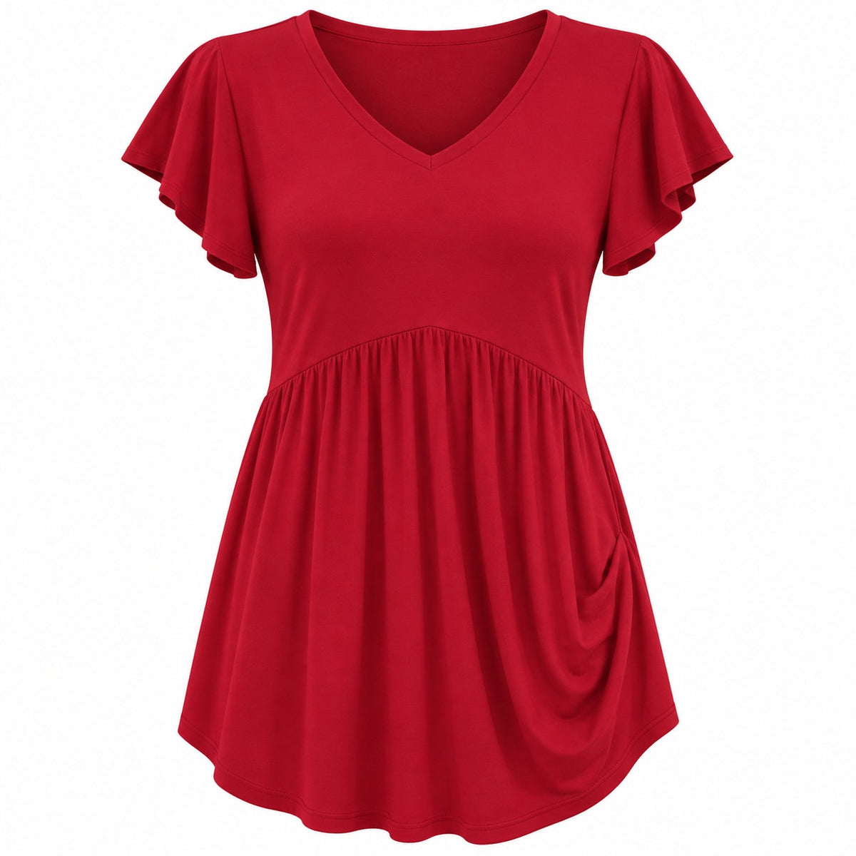 Fantaslook women's V-neck short sleeve babydoll top in size M, lightweight and stylish for casual wear.