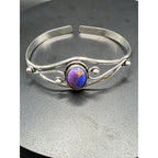 Silver plated bangle gem bracelet by Republic Mercantile featuring handcrafted design and sparkling gemstone accents.