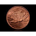 Close-up of a 1 oz .999 fine copper collectible coin featuring the St. Gaudens design by Republic Mercantile.