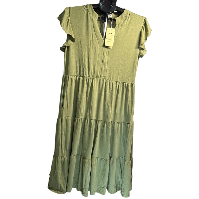 UVN Short-Sleeve Olive Green V-Neck Dress Size M