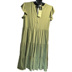 UVN Short-Sleeve Olive Green V-Neck Dress Size M