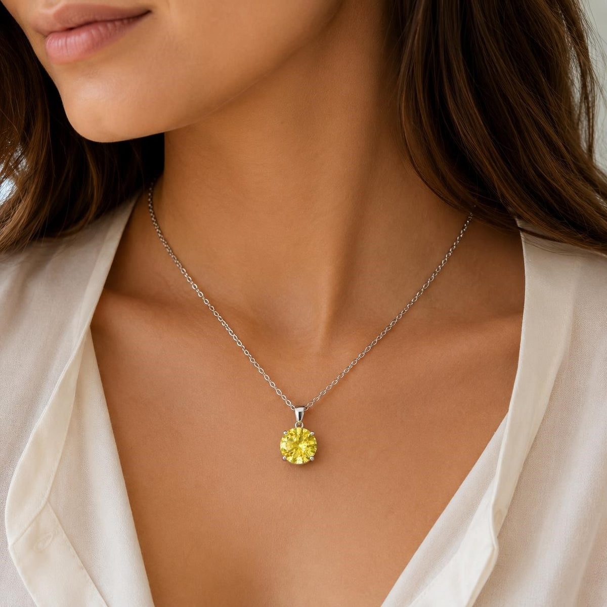 2-carat citrine fashion crystal necklace with a stylish design, featuring sparkling yellow gemstones and a delicate chain.