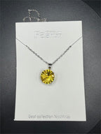 Republic Mercantile 2ct Citrine style fashion crystal necklace featuring a vibrant yellow gemstone pendant on a delicate chain.