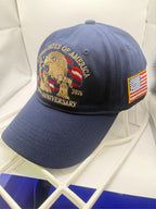 Blue 250th Anniversary Ball Cap by Republic Mercantile with embroidered logo and adjustable strap.