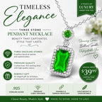 Elegant emerald style crystal pendant necklace featuring a sparkling gemstone on a delicate chain, perfect for stylish accessories.