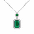 Emerald-style crystal pendant necklace featuring a sparkling green gemstone on a silver chain, by Republic Mercantile.