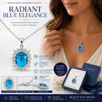 Elegant 2ct aquamarine style crystal pendant necklace with silver chain from Republic Mercantile, close-up view of the sparkling pendant.