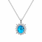 Elegant 2-carat aquamarine crystal pendant necklace from Republic Mercantile, featuring a sparkling blue gemstone on a delicate chain.