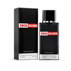 Swiss Soldier men's fragrance bottle, 3.4 fl oz, with a sleek design and masculine packaging visible in the image.