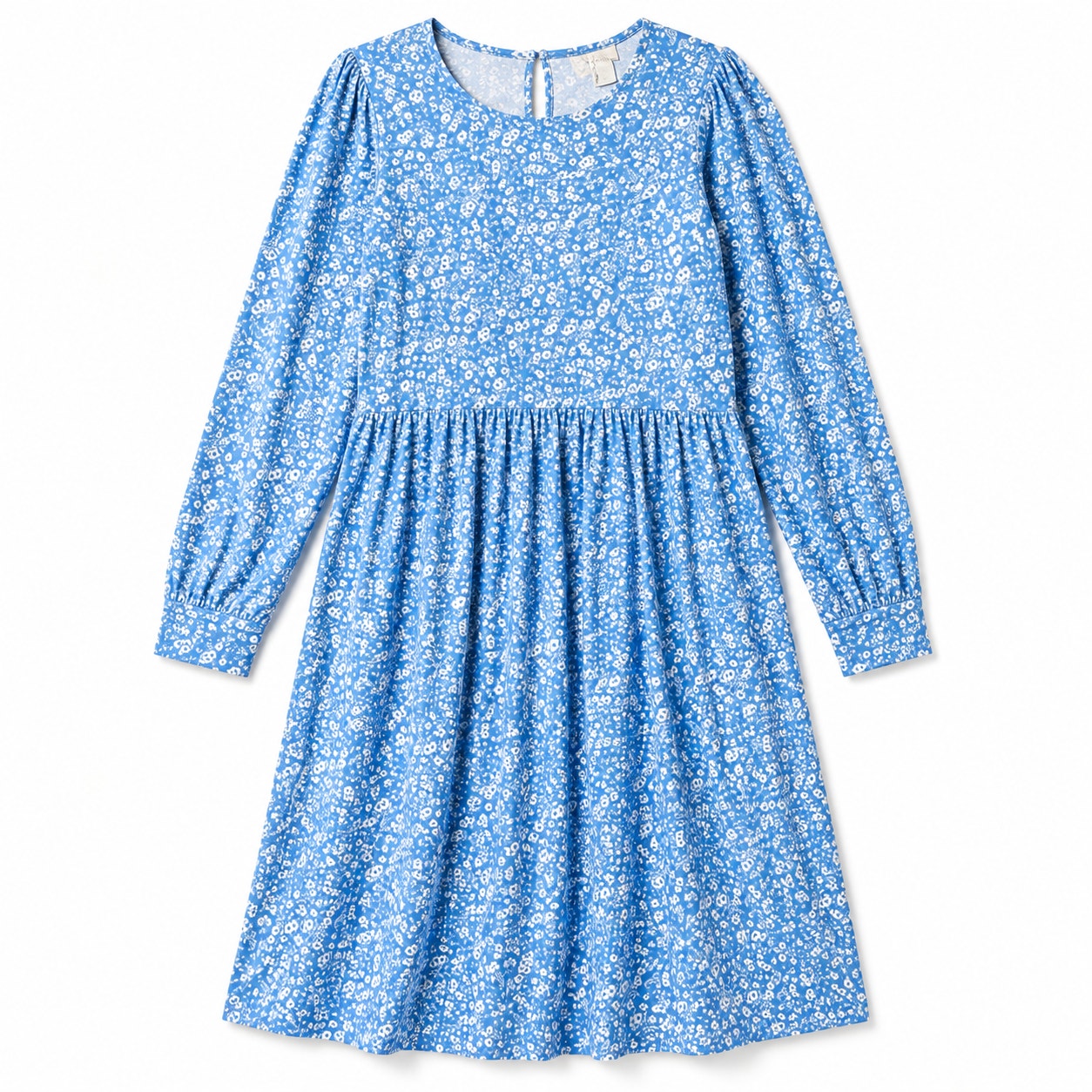 Fantaslook Long-Sleeve Blue Floral Dress Size L