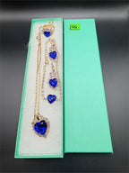 Five-piece fashion jewelry set featuring sapphire heart pendant and cubic zirconia earrings from Republic Mercantile.