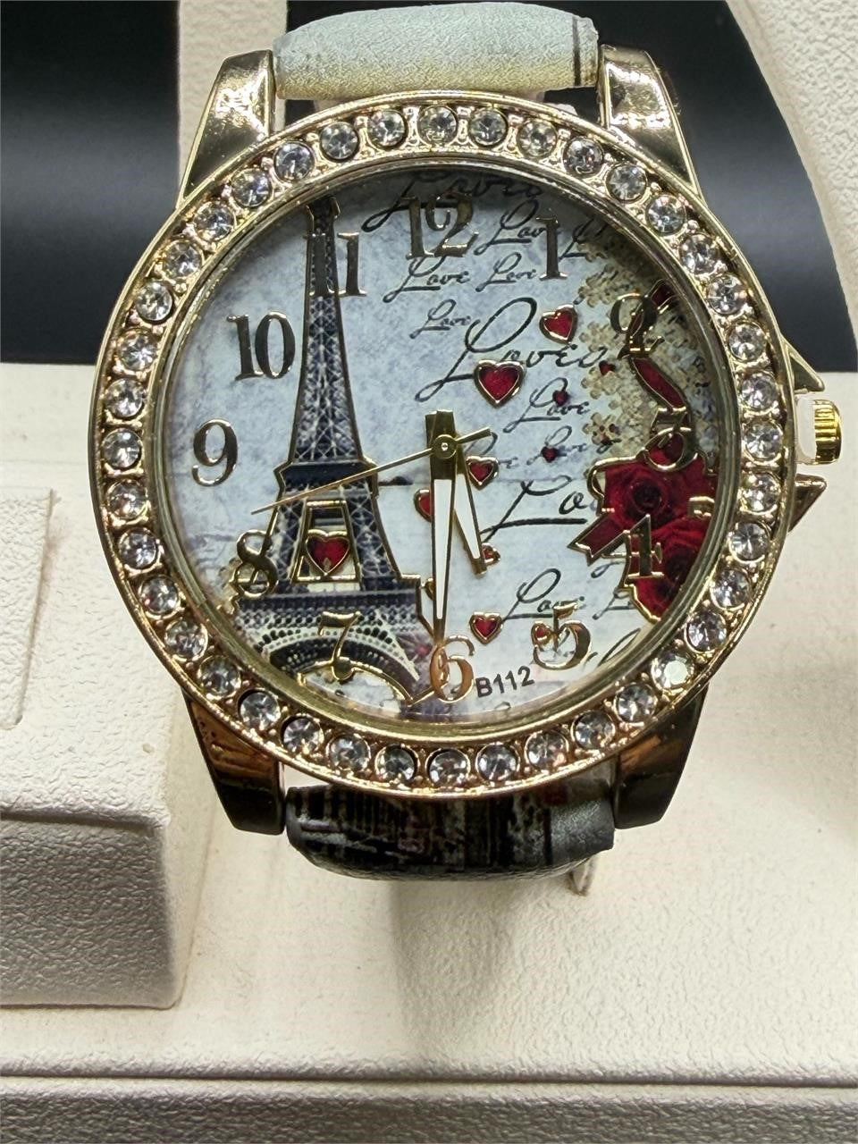 Republic Mercantile Eiffel Tower themed ladies watch strap band with Paris design and floral accents, made for stylish wristwear.