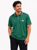 Men's green Republic Mercantile polo shirt in size XL, featuring a classic collar and short sleeves, displayed on a hanger.