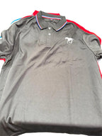 Men's black polo shirt in size XL from Republic Mercantile, showing the front view with collar and short sleeves.