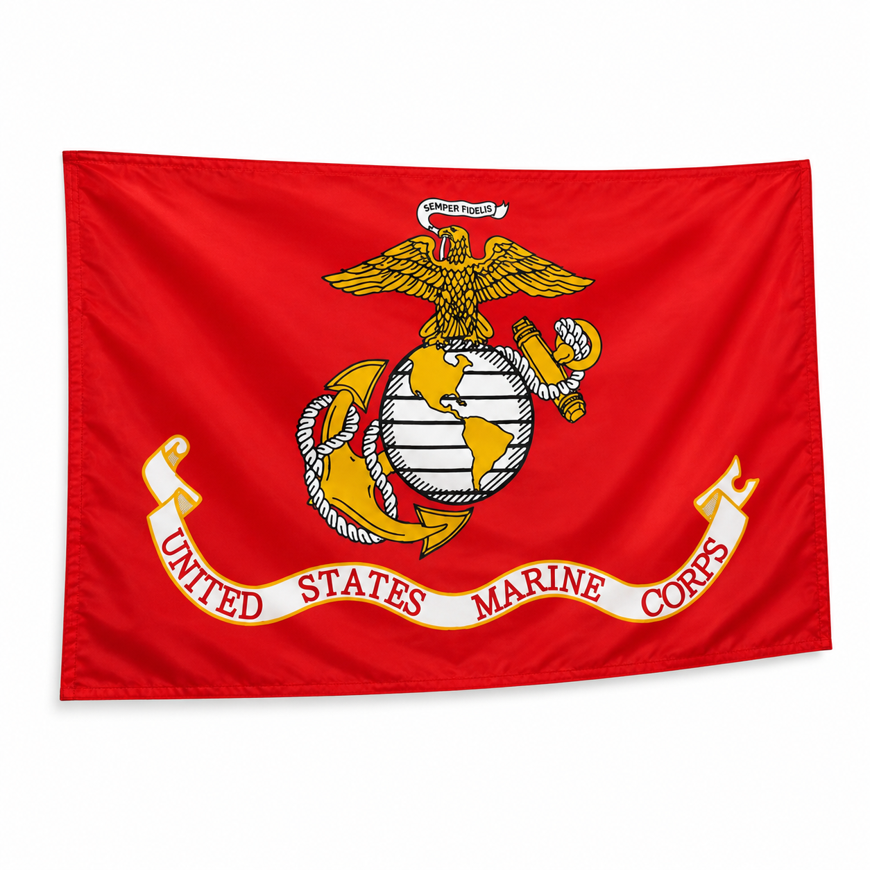 3x5 ft USMC United States Marine Corps official military insignia flag made of durable polyester fabric.