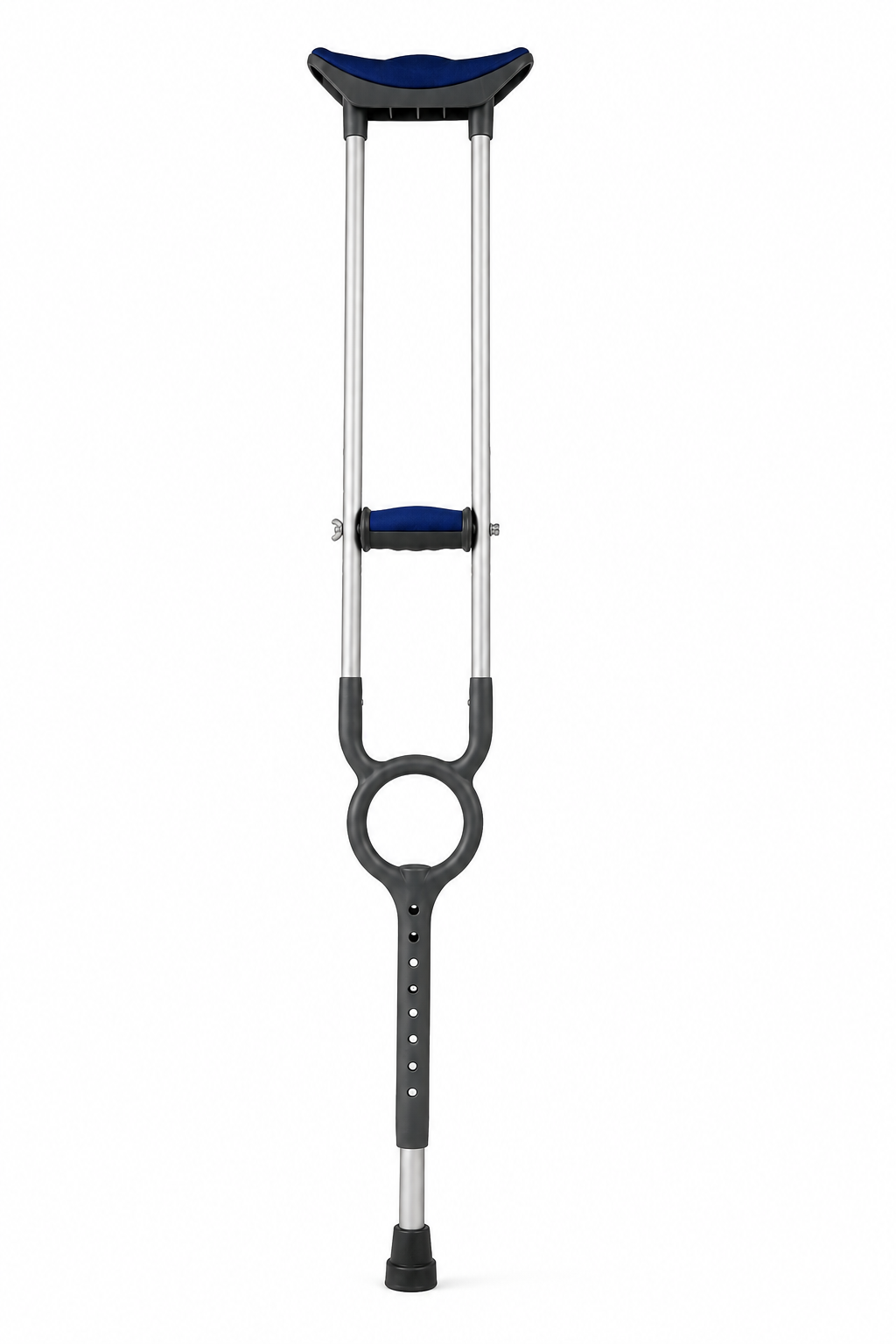 Single aluminum underarm crutch from Republic Mercantile, featuring padded underarm support and adjustable height for mobility assistance.