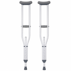 Pair of lightweight aluminum underarm crutches by Republic Mercantile, with padded underarm supports and adjustable height features.
