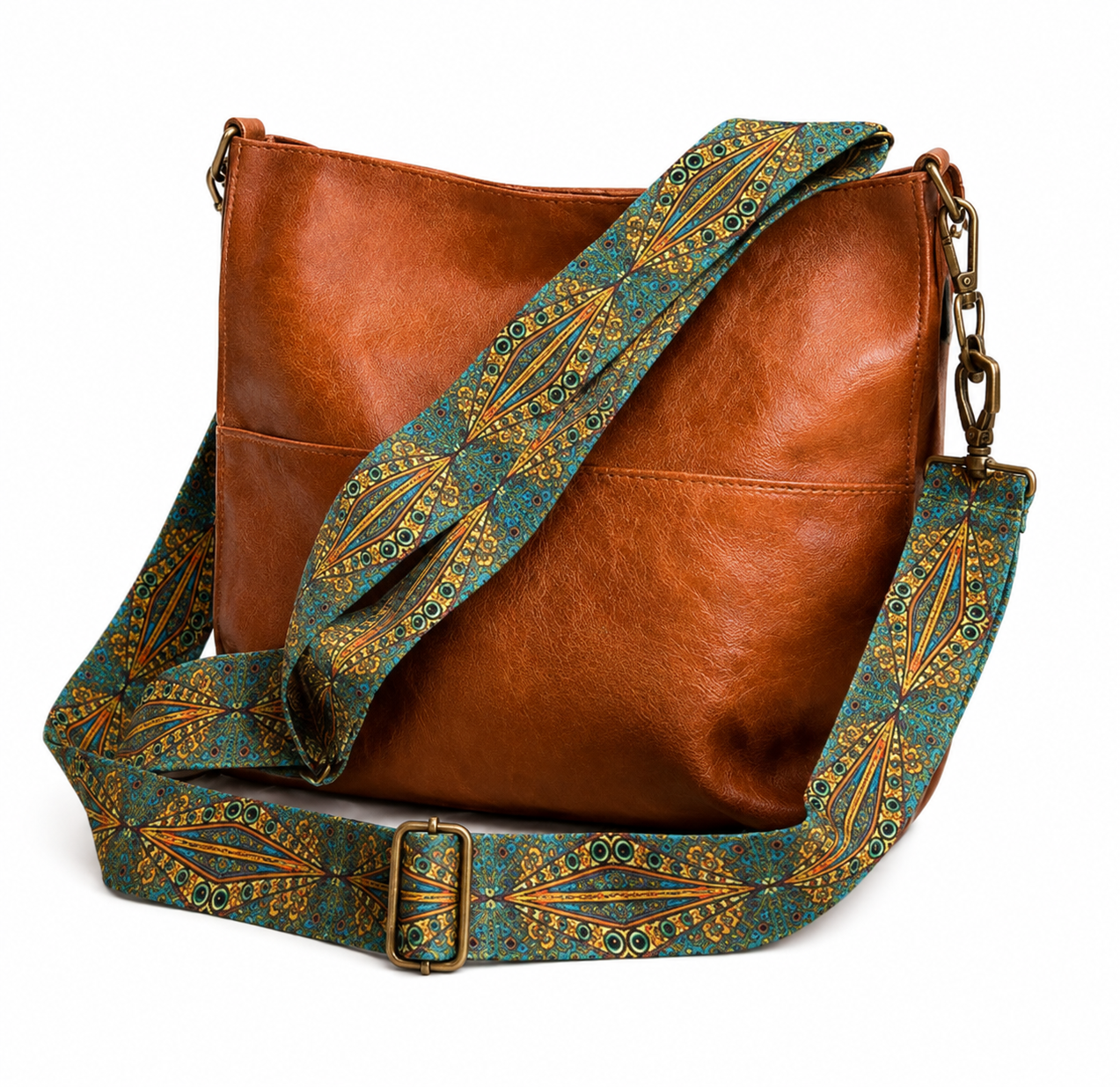 NEW Brown Vegan Leather Hobo Crossbody Bag
