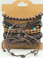 Handcrafted brown 6-strand BOHO leather bracelet by Republic Mercantile, featuring detailed weaving and adjustable closure.
