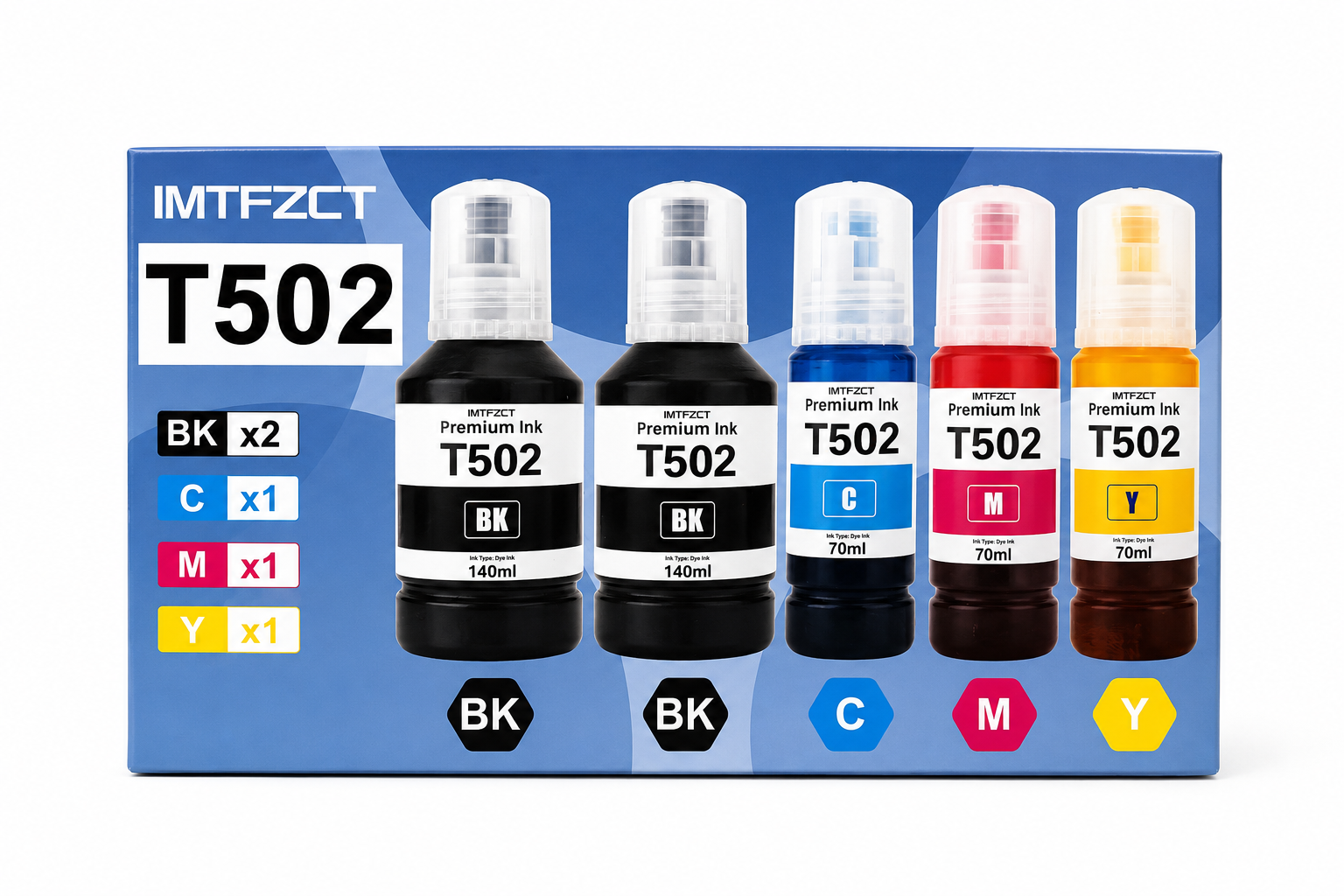 Compatible Epson T502 Ink Refill Bottle Set 5 Pack
