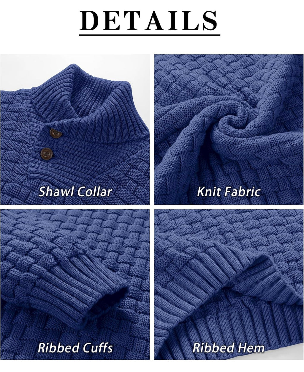 Zaitun Men's Turtleneck Sweater Shawl Collar Pullover Sweaters