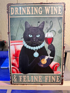 8x12 inch metal wall art by Republic Mercantile featuring a drinking wine and feeling theme with artistic tin design.