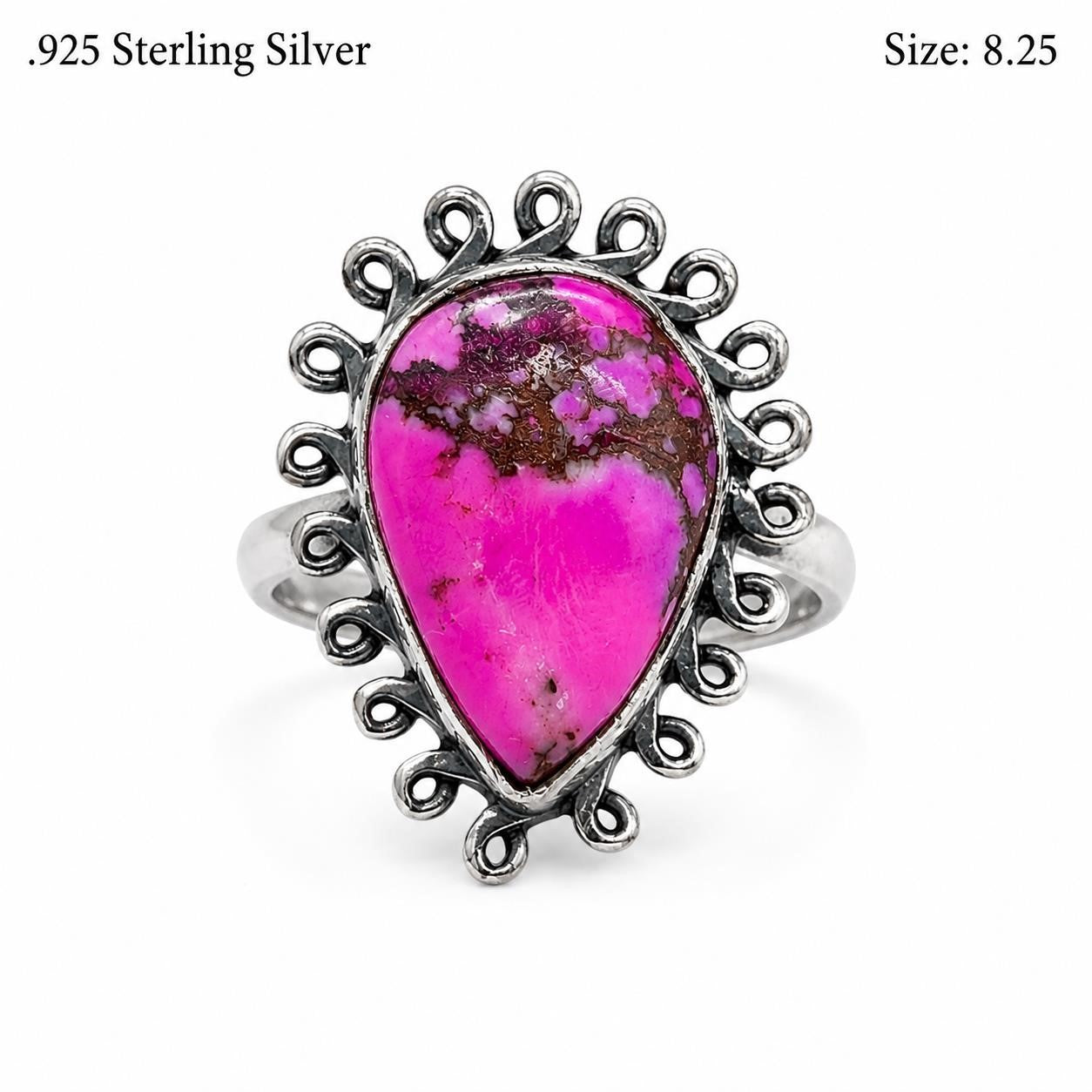 Sterling silver ladies ring in size 8.25 with a sleek, polished design from Republic Mercantile.