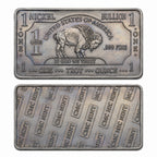 Close-up of a 1 Troy oz .999 Nickel Collectible Bar from CMC Mint, showing detailed minting and branding on the bar.