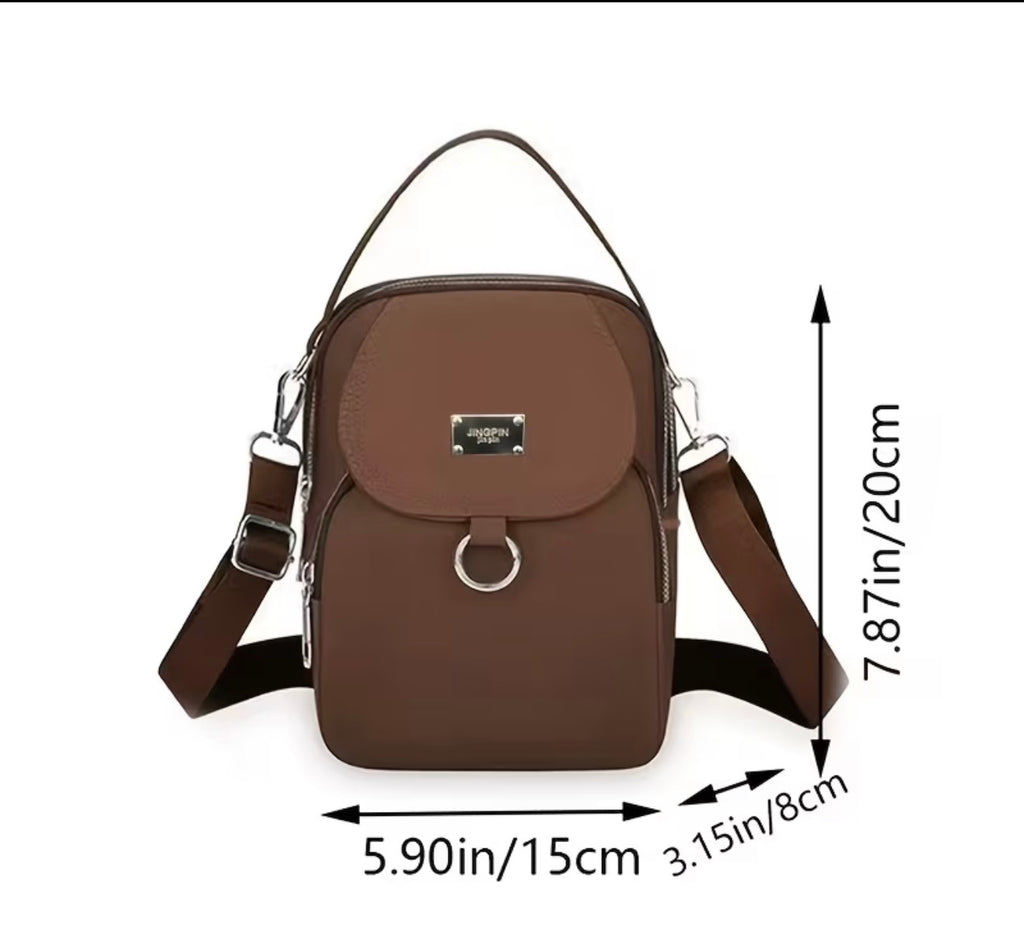 Women's single shoulder bag with multiple pockets and zippers by Jingpin, featuring a stylish design and functional storage.