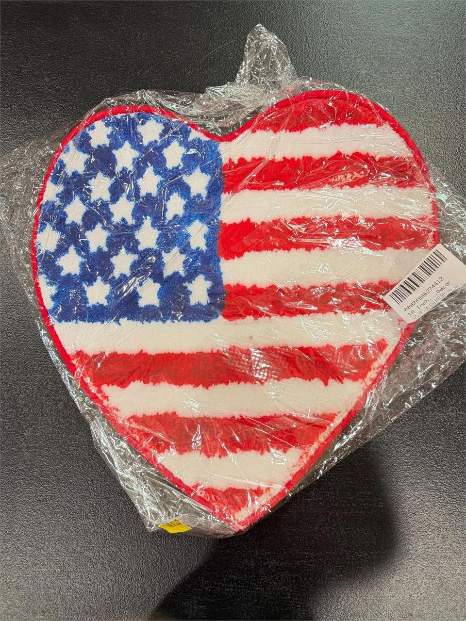 USA 16-inch flag heart-shaped non-slip rug with American flag design, ideal for patriotic home decor by Republic Mercantile.