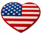 USA 16-inch flag heart non-slip rug with bold red, white, and blue colors and a heart-shaped American flag design.