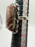Ladies sterling silver ring with red jasper striped gemstone in size 6.5, featuring a stylish and elegant design.