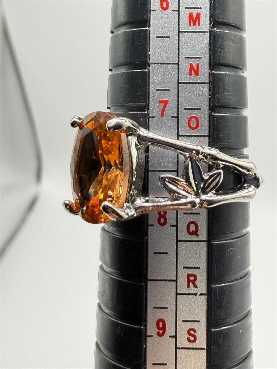 Sterling silver oval citrine ring with golden orange gemstone, size 7.5, by Republic Mercantile.
