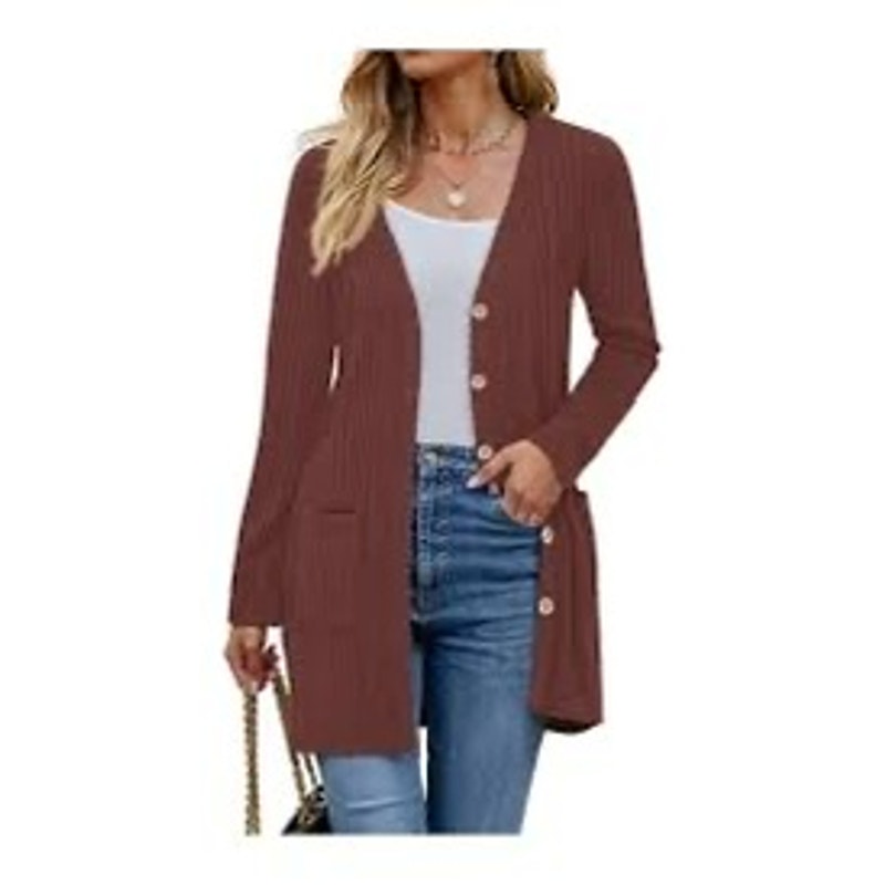 33-piece wholesale box of Republic Mercantile cardigans and sweaters, featuring various styles and colors, totaling 28.5 lbs.