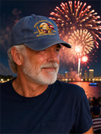 Blue soft cloth cap celebrating 250th anniversary with embroidered logo, designed by Republic Mercantile.