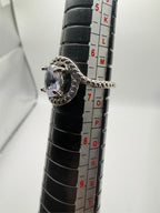 Ladies sterling silver mystic topaz ring size 6.75 with intricate band design, crafted by Republic Mercantile.